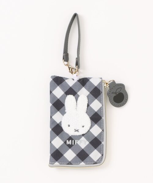 Miffy（ ミッフィー）の「miffy/ミッフィー　ダイアゴナルチェックシリーズ　キーパスポーチ（ポーチ・レディース・グレー/ベージュ・ONE SIZE）」の2枚目の写真