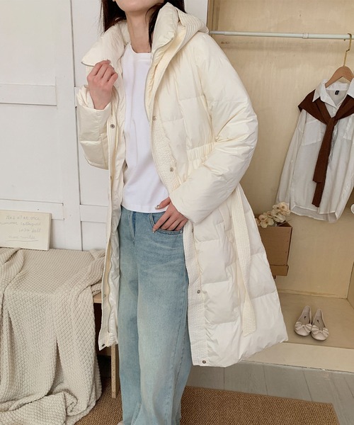 ウエストリボン付きロングダウンコート (AW)（ダウンジャケット/コート