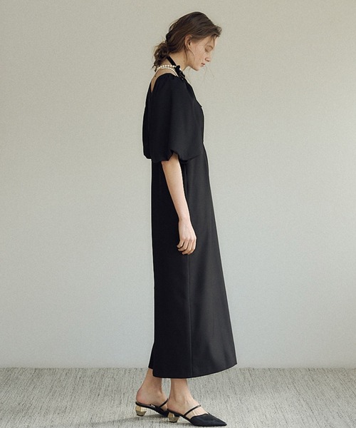 LE'RURE(リルアー)の「Puffsleeve keyneck one piece(ドレス・レディース・ブラック/モカ・MEDIUM/SMALL)」の6枚目の写真