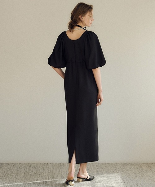 LE'RURE(リルアー)の「Puffsleeve keyneck one piece(ドレス・レディース・ブラック/モカ・MEDIUM/SMALL)」の9枚目の写真