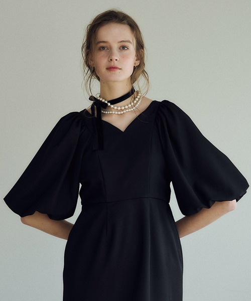 LE'RURE(リルアー)の「Puffsleeve keyneck one piece(ドレス・レディース・ブラック/モカ・MEDIUM/SMALL)」の10枚目の写真