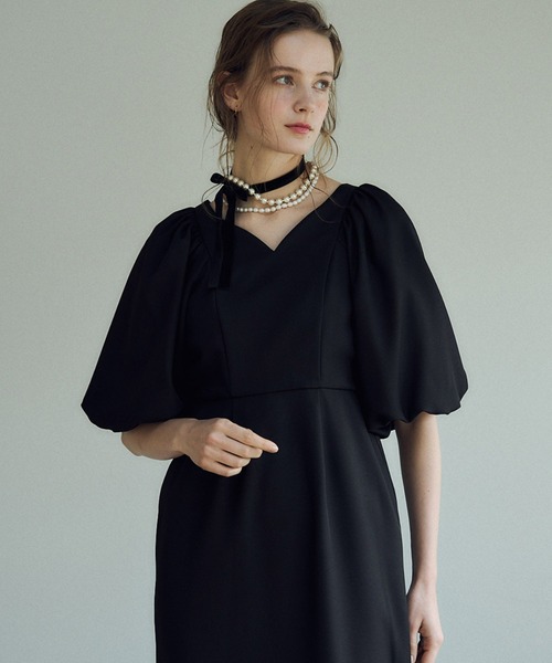 LE'RURE(リルアー)の「Puffsleeve keyneck one piece(ドレス・レディース・ブラック/モカ・MEDIUM/SMALL)」の11枚目の写真