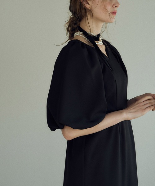 LE'RURE(リルアー)の「Puffsleeve keyneck one piece(ドレス・レディース・ブラック/モカ・MEDIUM/SMALL)」の12枚目の写真