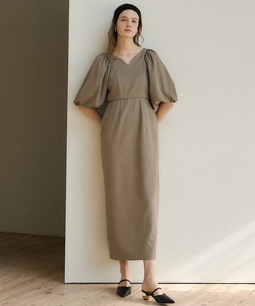 LE'RURE(リルアー)の「Puffsleeve keyneck one piece(ドレス・レディース・ブラック/モカ・MEDIUM/SMALL)」の21枚目の写真