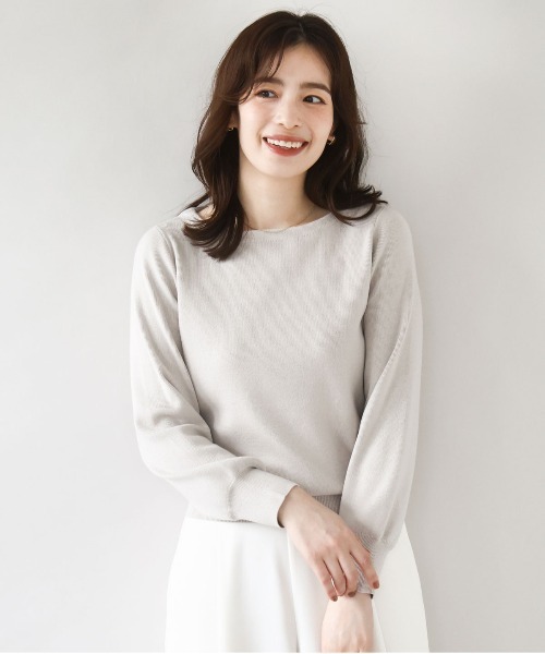 OFUON le MK(オフオンルエムケー)の「【2025AW】ベーシックボートネックニット/洗える/WEB限定サイズあり(ニット/セーター・レディース・ライトグリーン/ホワイト/ラベンダー/ネイビー系/ブラック/ピンク/ベージュ/ブルー・38/36)」の3枚目の写真