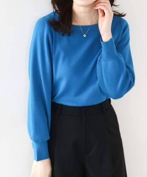 OFUON le MK(オフオンルエムケー)の「【2025AW】ベーシックボートネックニット/洗える/WEB限定サイズあり(ニット/セーター・レディース・ライトグリーン/ホワイト/ラベンダー/ネイビー系/ブラック/ピンク/ベージュ/ブルー・38/36)」の5枚目の写真