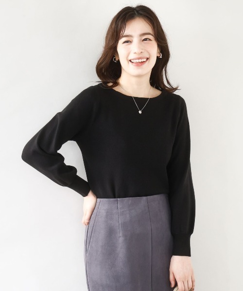 OFUON le MK(オフオンルエムケー)の「【2025AW】ベーシックボートネックニット/洗える/WEB限定サイズあり(ニット/セーター・レディース・ライトグリーン/ホワイト/ラベンダー/ネイビー系/ブラック/ピンク/ベージュ/ブルー・38/36)」の2枚目の写真