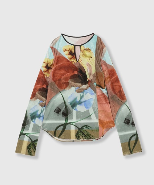 THINGS THAT MATTER(シングス ザット マター)の「PRE-SENT PRINT VELOUR TOPS / プレゼントプリントベロアトップス(Tシャツ/カットソー・レディース・マルチ/ブラック・FREE)」の9枚目の写真