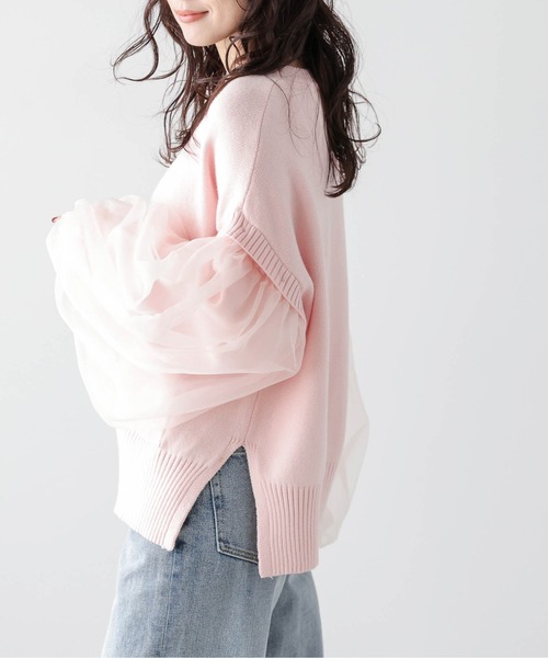 AMELY(エミリー)の「チュールスリーブ2wayニットカーディガン(カーディガン/ボレロ・レディース・ホワイト/ブラック/ピンク・フリー)」の19枚目の写真