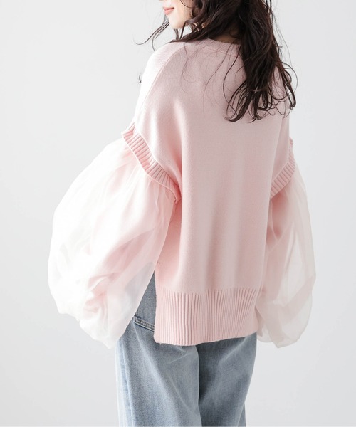AMELY(エミリー)の「チュールスリーブ2wayニットカーディガン(カーディガン/ボレロ・レディース・ホワイト/ブラック/ピンク・フリー)」の20枚目の写真