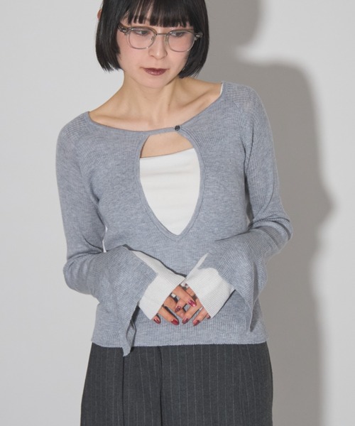 セール】ディープVネックトップス（ニット/セーター）｜leimn