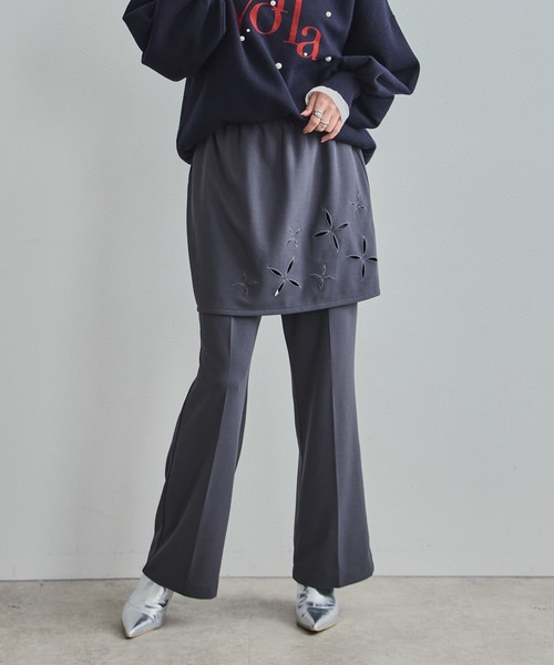 LHELBIE(レルビエ)の「【2枚セット】レイヤードセットパンツ(その他パンツ・レディース・オフホワイト/チャコールグレー/ブラック・M)」の1枚目の写真
