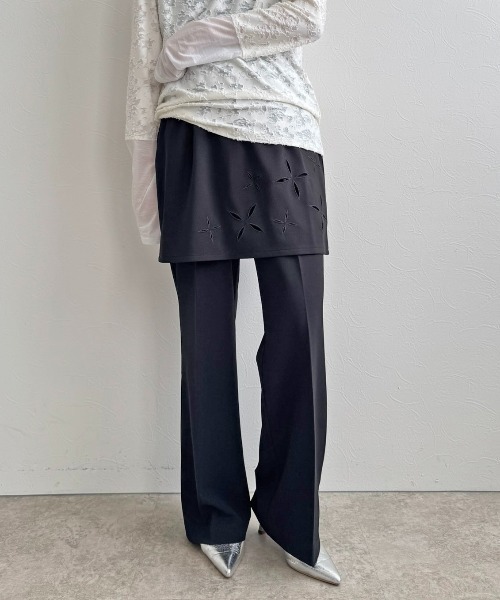 LHELBIE(レルビエ)の「【2枚セット】レイヤードセットパンツ(その他パンツ・レディース・オフホワイト/チャコールグレー/ブラック・M)」の3枚目の写真