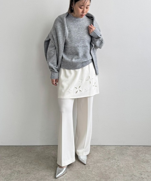 LHELBIE(レルビエ)の「【2枚セット】レイヤードセットパンツ(その他パンツ・レディース・オフホワイト/チャコールグレー/ブラック・M)」の4枚目の写真