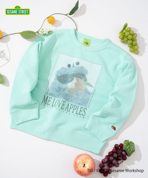 FRUIT OF THE LOOM（フルーツオブザルーム）の「長袖スウェット⑤ / キッズ / セサミストリート / コラボスウェット / クッキーモンスター（スウェット・キッズ・サックスブルー/パープル・110cm/150cm/130cm）」の2枚目の写真