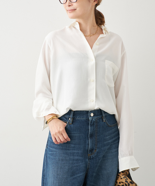 【美品】Deuxieme classe シルク ウォッシュ シャツ 白 今季 シルク ウォッシュ シャツ（シャツ/ブラウス）｜Deuxieme Classe