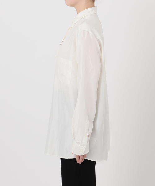 【美品】Deuxieme classe シルク ウォッシュ シャツ 白 今季 シルク ウォッシュ シャツ（シャツ/ブラウス）｜Deuxieme Classe