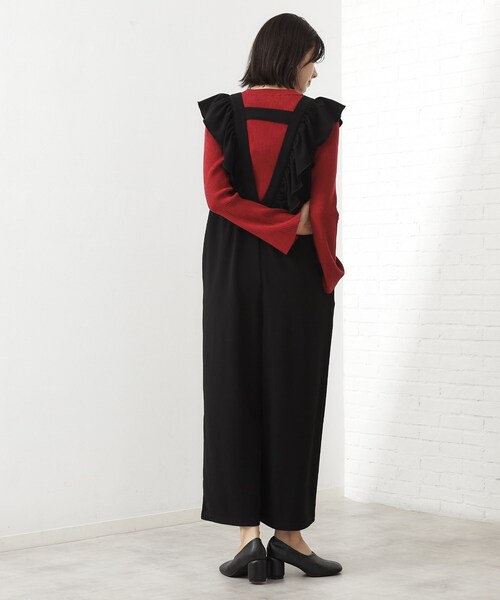 THE SHOP TK （ザ ショップ ティーケー ）の「【シーズンレス】フリルオールインワン（サロペット/オーバーオール・レディース・ダークブラウン/ブラック・13/12）」の5枚目の写真