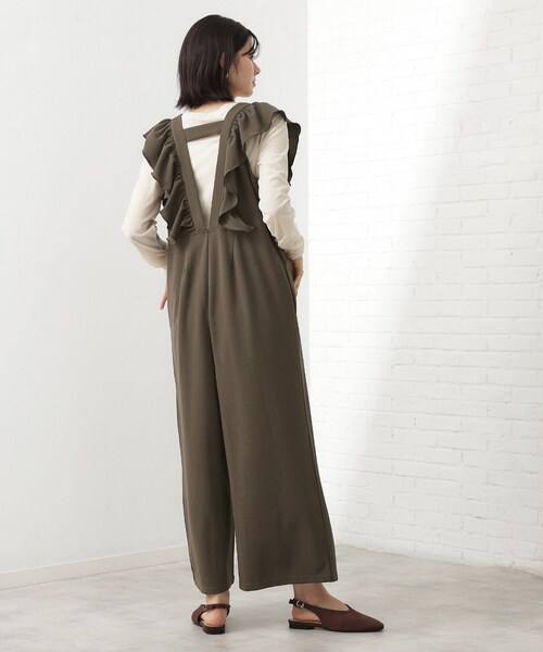 THE SHOP TK （ザ ショップ ティーケー ）の「【シーズンレス】フリルオールインワン（サロペット/オーバーオール・レディース・ダークブラウン/ブラック・13/12）」の9枚目の写真