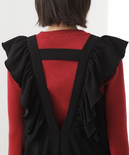 THE SHOP TK （ザ ショップ ティーケー ）の「【シーズンレス】フリルオールインワン（サロペット/オーバーオール・レディース・ダークブラウン/ブラック・13/12）」の15枚目の写真