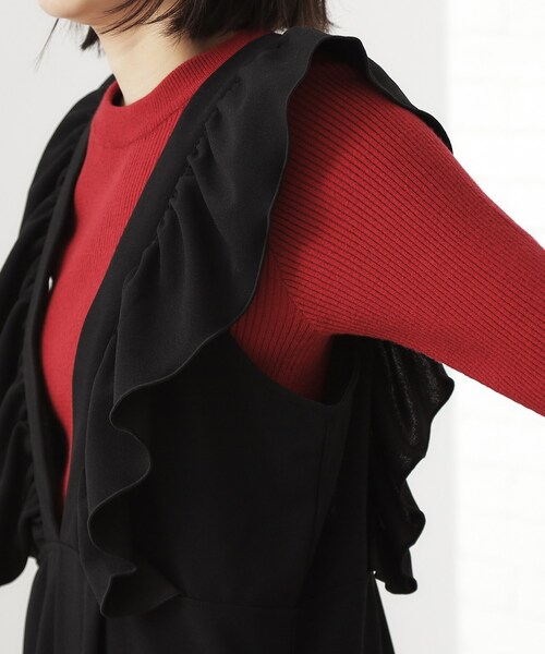 THE SHOP TK （ザ ショップ ティーケー ）の「【シーズンレス】フリルオールインワン（サロペット/オーバーオール・レディース・ダークブラウン/ブラック・13/12）」の16枚目の写真