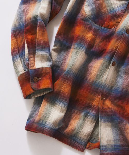 PENDLETON（ペンドルトン）の「PENDLETON / ペンドルトン 別注 コットン シャギー オープンカラーシャツ（シャツ/ブラウス・メンズ・カーキ/ブラウン/レッド/ブルー系その他/オレンジ・MEDIUM/LARGE）」の6枚目の写真