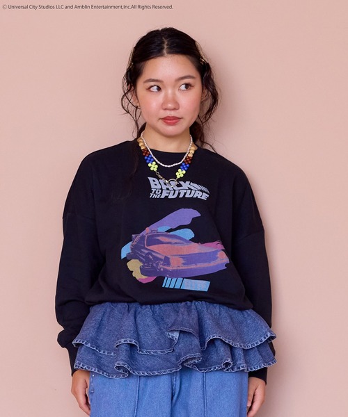 MARKEY'S(マーキーズ)の「【BACK TO THE FUTURE】別注プリントトレーナー/おとな(スウェット・レディース・ブラック/チャコール・160cm/180cm)」の1枚目の写真