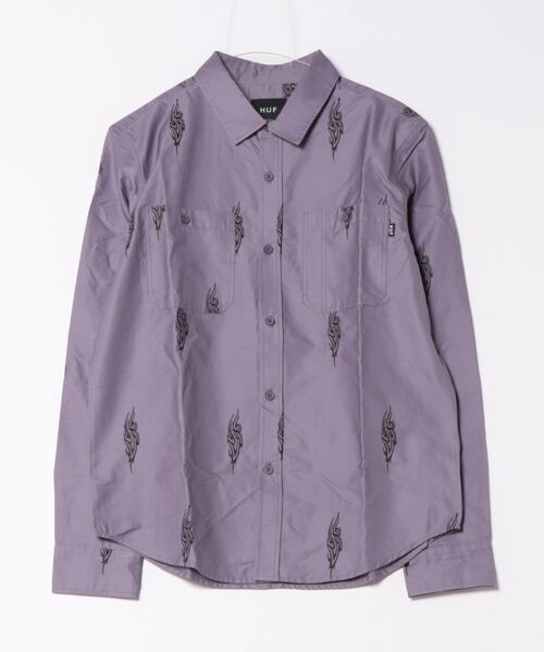 HUF(ハフ)の「【z】【HUF】Larkin Embroidered Work(シャツ/ブラウス・メンズ・ラベンダー/ブラウン・MEDIUM/SMALL)」の2枚目の写真