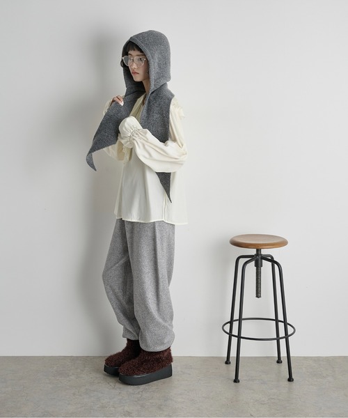 ENTWURFEIN ニットフーディー　昨年購入　Gray ReRe ニット セーター ファー付きフードジップアップニットトップス