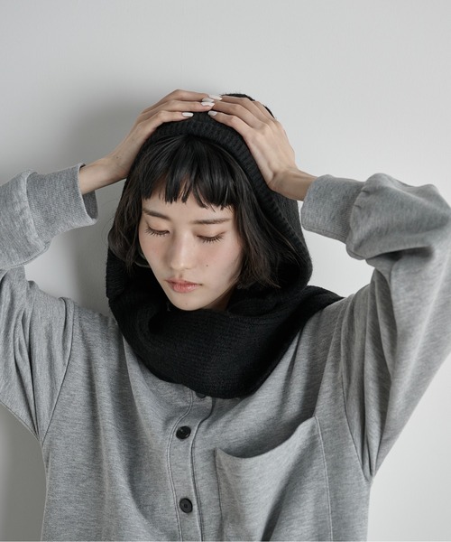 THE YOn（ザヨン）の「ストールリブニットフーディー（ニットキャップ/ビーニー・レディース・グレー/ブラック/アイボリー・FREE）」の10枚目の写真