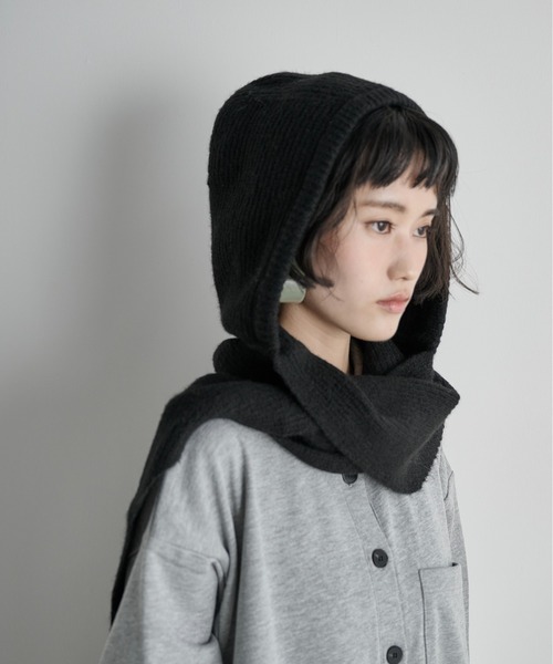THE YOn（ザヨン）の「ストールリブニットフーディー（ニットキャップ/ビーニー・レディース・グレー/ブラック/アイボリー・FREE）」の9枚目の写真