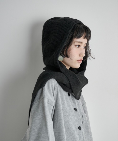THE YOn（ザヨン）の「ストールリブニットフーディー（ニットキャップ/ビーニー・レディース・グレー/ブラック/アイボリー・FREE）」の11枚目の写真