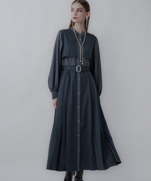 セール】マルチマテリアルプリーツワンピース(HARE)（ワンピース