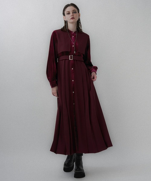 セール】マルチマテリアルプリーツワンピース(HARE)（ワンピース