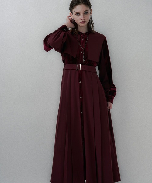 HARE（ハレ）の「マルチマテリアルプリーツワンピース(HARE)（ワンピース・レディース・ブルー/ブラック/バーガンディー・FREE）」の15枚目の写真