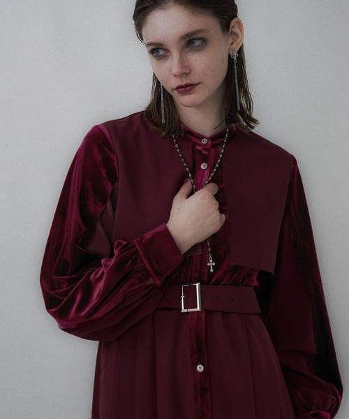 HARE（ハレ）の「マルチマテリアルプリーツワンピース(HARE)（ワンピース・レディース・ブルー/ブラック/バーガンディー・FREE）」の17枚目の写真