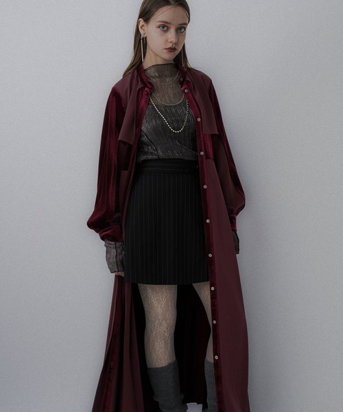 HARE マルチマテリアルプリーツワンピース バーガンディー セール】マルチマテリアルプリーツワンピース(HARE)（ワンピース