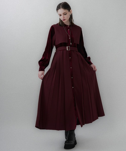 セール】マルチマテリアルプリーツワンピース(HARE)（ワンピース