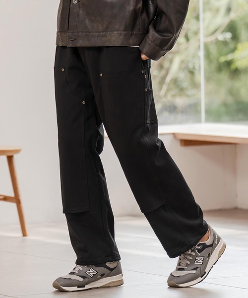 mp14290-ダブルニーワイドスウェットパンツ(HLCM0219)（スウェット