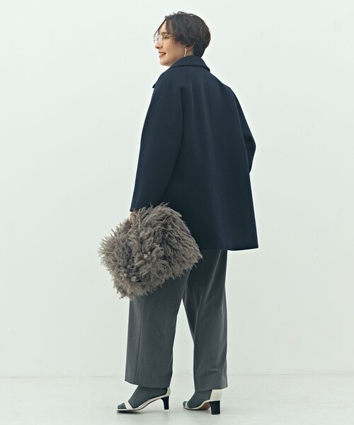 NOLLEY’S Sophi(ノーリーズソフィ)の「ステンカラー2WAYハーフコート(ステンカラーコート・レディース・ネイビー/ベージュ/チャコールグレー・36/38)」の14枚目の写真