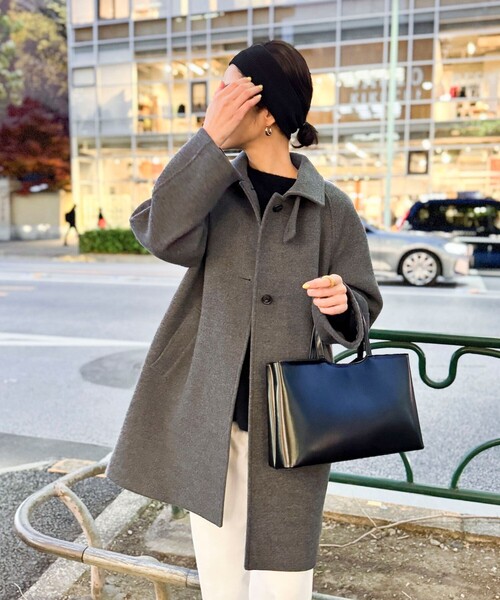 NOLLEY’S Sophi(ノーリーズソフィ)の「ステンカラー2WAYハーフコート(ステンカラーコート・レディース・ネイビー/ベージュ/チャコールグレー・36/38)」の21枚目の写真