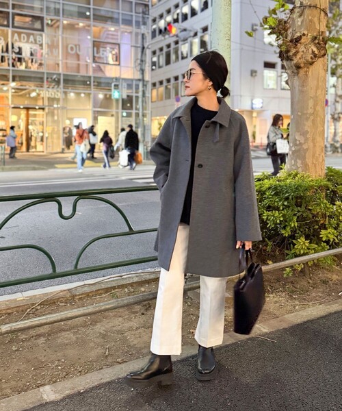 NOLLEY’S Sophi(ノーリーズソフィ)の「ステンカラー2WAYハーフコート(ステンカラーコート・レディース・ネイビー/ベージュ/チャコールグレー・36/38)」の22枚目の写真