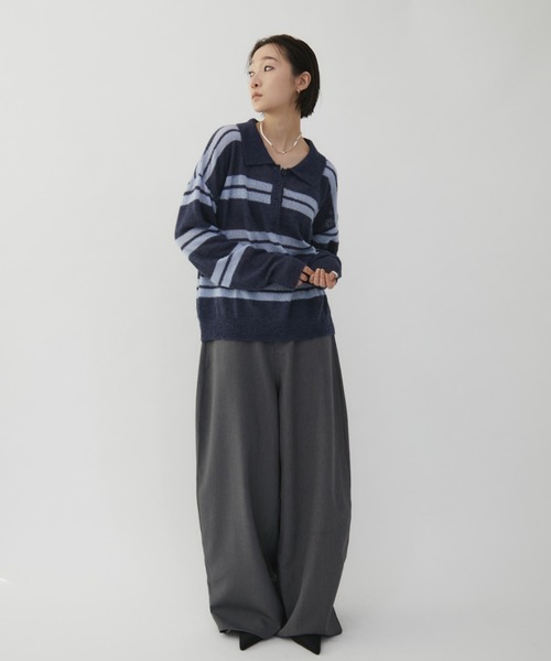 VION（ヴィオン）の「Curve Silhouette Slacks / カーブシルエットスラックス（スラックス・レディース・チャコールグレー/ブラック/ブルーグレー・SMALL/MEDIUM）」の6枚目の写真