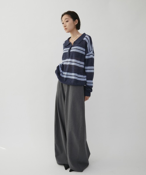 VION（ヴィオン）の「Curve Silhouette Slacks / カーブシルエットスラックス（スラックス・レディース・チャコールグレー/ブラック/ブルーグレー・SMALL/MEDIUM）」の7枚目の写真
