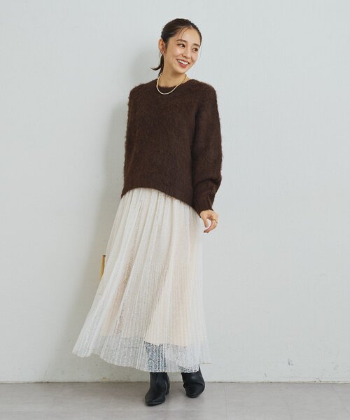 un dix cors(アンディコール)の「《エレガンスムード漂う》レースプリーツロングスカート(スカート・レディース・アイボリー/ブラック/ブラウン・FREE)」の9枚目の写真