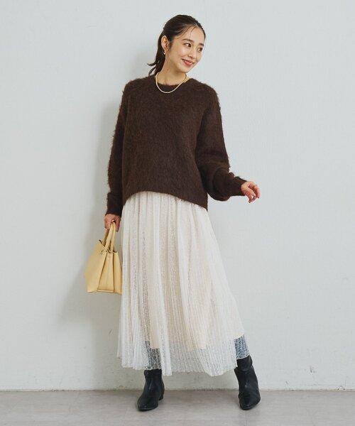 un dix cors(アンディコール)の「《エレガンスムード漂う》レースプリーツロングスカート(スカート・レディース・アイボリー/ブラック/ブラウン・FREE)」の12枚目の写真