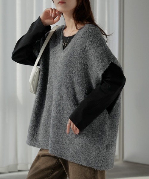 美品】idee H& by POOL ウールセーターニットベスト グレーH& by POOL