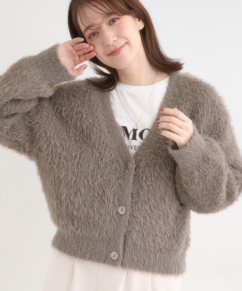 Cutie Blonde（キューティーブロンド）の「フェザーVネックカーディガン（カーディガン/ボレロ・レディース・ブラウン系その他/ブルー/グレー/オフホワイト/ピンク・00）」の3枚目の写真
