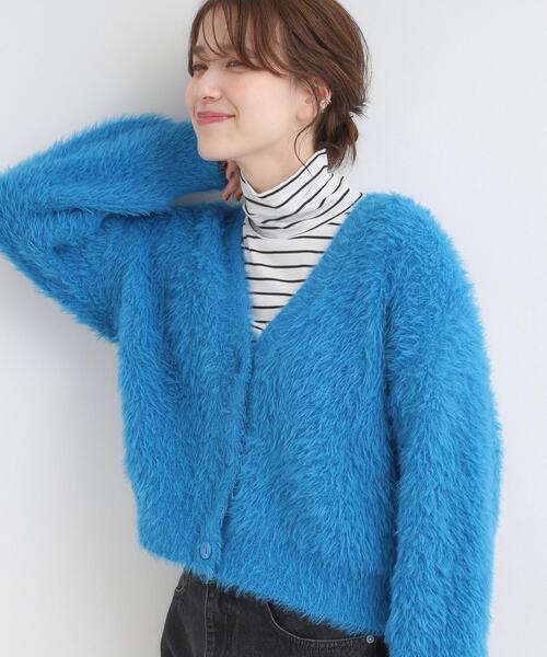 Cutie Blonde（キューティーブロンド）の「フェザーVネックカーディガン（カーディガン/ボレロ・レディース・ブラウン系その他/ブルー/グレー/オフホワイト/ピンク・00）」の4枚目の写真