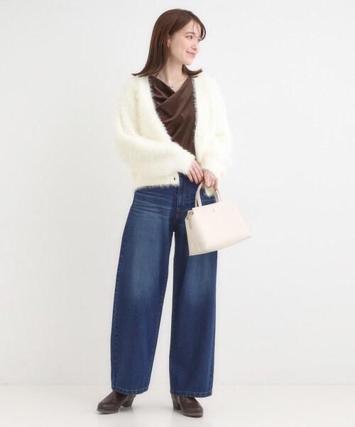 Cutie Blonde（キューティーブロンド）の「フェザーVネックカーディガン（カーディガン/ボレロ・レディース・ブラウン系その他/ブルー/グレー/オフホワイト/ピンク・00）」の8枚目の写真